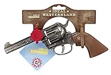 Schrödel J.G. 2038671 Magnum antik Spielzeugpistole oder Cowboy-Revolver aus Zink und Kunststoff für Zündplättchen-Munition, 12 Schuss, 22 cm, grau / silber (203 8671)