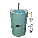 WKZ Waschbecken Armaturen 55cm Eisen Einfach Standwaschbecken Saule Retro Industriestil Waschtisch Stehend 45 * 55 * 85 cm Mit Einlochigem Wasserhahn Bar Persönlichkeit(Color:Blau)