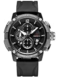MEGALITH Herrenuhr Militär Schwarz Uhr Chronographen Herren Armbanduhr Groß Wasserdicht Sportlich Uhren fur Männer Analog Design Datum Leuchtend Gummi - Weiß