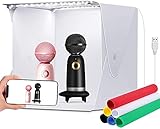 Foto Studio Zelt, Mini Tragbares Fotostudio Schießzelt Leuchtkasten für Fotografie Faltbare Kleine Fotografie Studio mit 2x40 Softbox LED-Leuchten 6 Farben Backdrop
