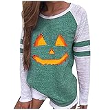 SMKY Trachtenbluse Damen Mode Frauen Freizeit Halloween Streifen Print Langarm Rundhals Lässige Lose Top