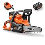 FUXTEC 40V Akku Kettensäge Set E214C-SET1-35cm Schwertlänge, Lithium Batterie mit'one Battery fits all' für alle FUXTEC-Geräte - Set mit Akku 4.0Ah/EP40 + Ladestation EC20