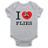 My Icon Art & Clothing I Love Flies Babystrampler, Grau, 0-3 M