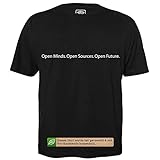 Open Minds. Open Sources. Open Future. - Herren T-Shirt für Geeks mit Spruch Motiv aus Bio-Baumwolle Kurzarm Rundhals Ausschnitt, Größe XXXL