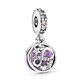 Infinity sterling silver dangle with purple and pink crystal, clear cubic zirconia, pink, lavender and silvery g