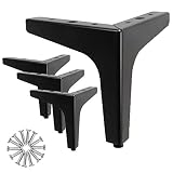 5.1' / 13cm Ersatz Möbelfüße Schwarz Metall, 4 Stück Dreieck Schwarze Möbelfüsse, DIY metall möbelbeine, Mit 16 Schrauben, geeignet für Sofa Füße, sideboard füße und andere möbelfü