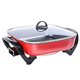 FHTD Elektrischer Hot Pot,Multifunktions-Elektroherdpfanne mit Glasdeckel und Zwei Tragegriffen,Integrierter Küchentopf,Elektrischer Barbecue-Grill für 2-5 Personen,1700W