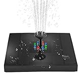 Solar Springbrunnen mit LED Lights Teichpumpe Garten Wasserpumpe Eingebaute 4W 1200mAh Batterie Schwimmender Fontäne mit 4 Fontänenstile für Garten, Teich, Vogelb
