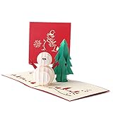Pinicecore Pop Up Grußkarten Nette Cartoon Schneemann Weihnachtskarte Handgemachte Weihnachtsbaum Urlaubsumschlag