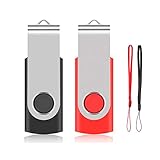 USB-Stick, 4 GB, USB 2.0, Flash-Drive, Speicher, drehbar, für Laptop/PC/Auto (rot & schwarz)