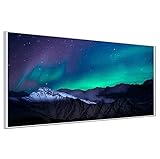 Ecowelle Infrarotheizung mit Bild | 600 Watt | 60x120 cm | Infrarot Heizung| | Made in Germany|Weiss aluminiumprofil| d 132 N