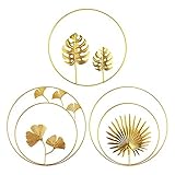 3 Stück Wandskulpturen Gold Wandbilder 3D Wanddeko Deko Gold Wohnzimmer Runde Ornament Wandbehang Metall Wanddekoration für Schlafzimmer Gang Büro Dekorieren (3 Stück)