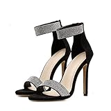 Lxlux Strass Crossover Hohe Sandalen Frauen Fersen,Schwarz,41