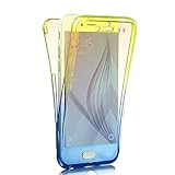 Karomenic 360 Grad Silikon Hülle kompatibel mit Samsung Galaxy A3 2017 Fullbody Case Komplettschutz Handyhülle Vorne & Hinten Rundum Schutzhülle Ganzkörper Dünn Durchsichtige Bumper Etui,Gelb B