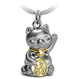 FABACH Glückskatze Winkekatze Schlüsselanhänger Maneki Neko - Süßer Katze Glücksbringer - Katze Anhänger Metall - Schlüsselanhänger Katze Geschenk