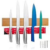 LARHN Messerhalter Magnetisch Holz inkl. Optionales Klebeband - 40cm - Magnetleiste Selbstklebend für Messer, Utensilien und Werkzeug