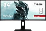 iiyama G-MASTER Red Eagle GB3461WQSU-B1 86,7cm (34“) ADS-IPS Gaming Monitor UWQHD (HDMI, DisplayPort, USB3.0) 1ms Reaktionszeit (MBR), 144Hz, FreeSync Premium, Höhenverstellung, Pivot, schw