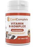 CaniComplete Vitamin B-Komplex für Hunde, Katzen: B1, B2, B3, B5, B6, B9, B12, K3, Calcium, Folsäure. Unterstützt wichtige Nervenfunktionen.120 Stück (4 Monatspackung)
