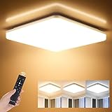 LED Deckenleuchte Dimmbar, 18W 1800LM Lichtfarbe und Helligkeit Einstellbar mit Fernbedienung, LEOEU Led Deckenlampe, IP54 Wohnzimmerleuchte für Schlafzimmer Bad Kinderzimmer Küche Büro F