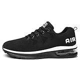 FSAS Laufschuhe Herren Turnschuhe Damen Schnürsenkel Sneaker rutschfeste Atmungsaktiv Leicht Freizeitschuhe Outdoor Fitness Straßenlaufschuhe Blackwhite 44