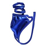 Agoky Herren sexy G-String C-String Wetlook Reizwäsche offener Schritt Männer Bikinislip Badehose mit Penisringe Erotik reizvoll Unterhosen Gay sexy Underwear Blau Einheitgröß