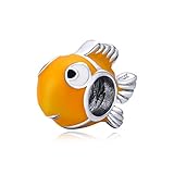 Inbeaut Clownfisch-Anhänger aus echtem 925er-Sterlingsilber, gelbe Emaille, für Original-Armbänder, Armreif, DIY-Schmuck