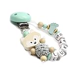 Schnullerkette mit Namen für Mädchen und Jungs | VIELE MODELLE | Personalisierte Schnullerhalter mit Wunschnamen (Fuchs, Natur, Füsschen)