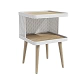 Nachttisch Nordic NachtkäStchen Modern Lagerkabinett Endtische Wohnzimmer Seite Tische für Kleine RäUme, Nachtschrank Hohle Doppelschicht Design Beistelltisch für Schlafzimmer (Color : White)