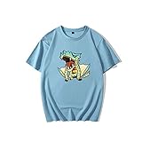 Monster Hunter T-Shirt,Videospiel Mh 3D Gedruckt 100% Baumwolle Blau Short Sleeve Für Sommer Spiel Fans Teen Unisex A XXXL