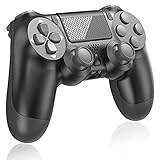 Yteam Kabelloser Controller für PS4 Gamepad mit doppelter Vibration, Gamepad mit Touchscreen, kompatibel mit PS 4/Pro/Slim/PC, Akku, Schw