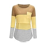 Nursing T-Shirt Breastfeeding Striped Maternity Print Long Tops Womens for Sleeve Maternity Blouse (Yellow, XXL)