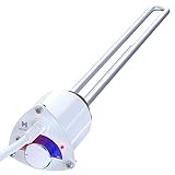 Hottech Tauchsieder Heizstab Elektro für Heizkessel Boiler – Heizpatrone mit Uni-Schuko-Stecker und Temperaturregler Wasser Thermostat Wärmetauscher, Weiß, 230 V, 2000 W, 6/4'