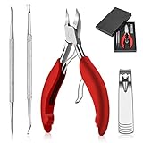 Zehennagelknipser, Zehennagelknipser für dicke Nägel oder eingewachsene Zehennägel, Zehennagelknipser Set, Podologen Zehennagelknipser mit chirurgischem Edelstahl Zehennägel Trimmer (rot)