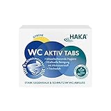 HAKA WC Aktiv Tabs I 8 Tabs I Toilettenreiniger zum Entfernen von Kalk, Urinstein und Schmutz I Toiletten Tabs mit Zitronen Duft I Phosp