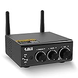 1Mii 100W x 2 Bluetooth HiFi Mini Audio Verstärker, 2.1 Kanal Bluetooth Stereo Power Amplifier, Class D Digital Amp für Passive Heimlautsprecher Subwoofer mit Bass- und Höhenregelung(mit Netzteil)