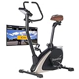 Skandika Ergometer Vinneren Design Hometrainer | Fitness Fahrrad mit Magnetbremssystem, 11kg Schwungmasse, 12 Trainingsprogramme, Tablet-Halterung, Bluetooth und App-Steuerung | schwarz/g