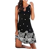 Y56 Damenmode Vintage O-Ausschnitt ärmellose Blumen Bedruckte runde Knopfkleider 2748 schlüsselloch Faux cl956 cl953 (l) hoodiekleid zauber fair hergestellt B
