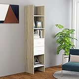 vidaXL Bücherregal Wandregal Standregal Aktenregal Raumteiler Büroregal Regal Aufbewahung Bücherschrank Weiß Sonoma-Eiche 40x35x180cm Spanp