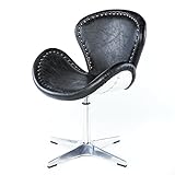 Phoenixarts Echtleder Vintage Ledersessel Schwarz Design Sessel Loft Drehsessel Lounge Clubsessel Möbel NEU 637