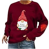 Weihnachten Damen Herbst Pullover t-Shirts Oversize Damen hemdbluse schwarz Longbluse schwarz Bluse mit reißverschluss schwangerschaftskleidung brauner Pullover Huddy D