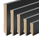 Schwarze Sockelleisten Weimar Profil MDF Folie 60/80/100/120mm [SPARPAKET] Farbe 150mm, Größe 40 Stück / 92