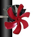 Monllack Fireplace Fan,6 Blades Heat Powered Stove Fan Quiet Environmentally Friendly Chimney Fan In Fireplace for Wood Burning Fireplace(Red,180 * 130 * 180Mm)