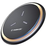 VANMASS Wireless Charger Ladepad [15W Ultra Sicher & Schnellladung] Qi Ladestation Kabellos Ladegerät (Ink. 1.2M Type-C Kabel) für Alle Qi Handys sowie iPhone 13/12/XS/X Samsung S21, Note20 Huawei usw