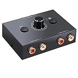 PROZOR 2(1)-IN-1(2)-Aus Cinch Stereo Audio Bidirektionaler Umschalter R/L Stereo Audio AB Umschalter R/L-Stereo-Audio-Schalter Splitter mit Stummschalttaste und Keine Externe Stromversorgung