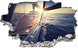 Gougeltd 3D Wandtattoo Mauerloch Wandsticker Wandaufkleber Durchbruch Segelboot Seeboot selbstklebend Schlafzimmer Wohnzimmer Wanddeko fürs Kinderzimmer 75X116
