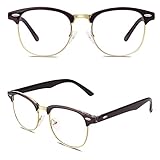 CGID 50er Jahre Retro Nerd Brille Halbrahmen Hornbrille Stil Rockabilly Streberbrille,B