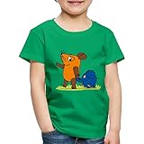 Spreadshirt Die Sendung Mit Der Maus Elefant Und Maus Hand An Rüssel Kinder Premium T-Shirt, 98-104, Kelly G