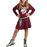 Candygirls Kinder Kleid Einhorn Wende Pailletten Sweatshirt Strick Silber Streifen Mädchen 142 (Weinrot 168, 134)