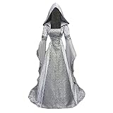 80Er Jahre Damen Gothic Kleidung Einfarbig Mittelalter Prinzessin Kleid Mittelalterdamen Mantel Abendkleid Lang Halloween KostüM DäMon Party Frauen Steampunk Karneval Abendkleider Mit Kap