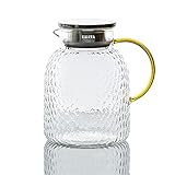 MDZF SWEET HOME Karaffe,Glaskaraffe mit Deckel,1.8 Liter 63 Unzen Glas Karaffe,Saft Krug,Wasserkrug,Wasserkaraffe aus G